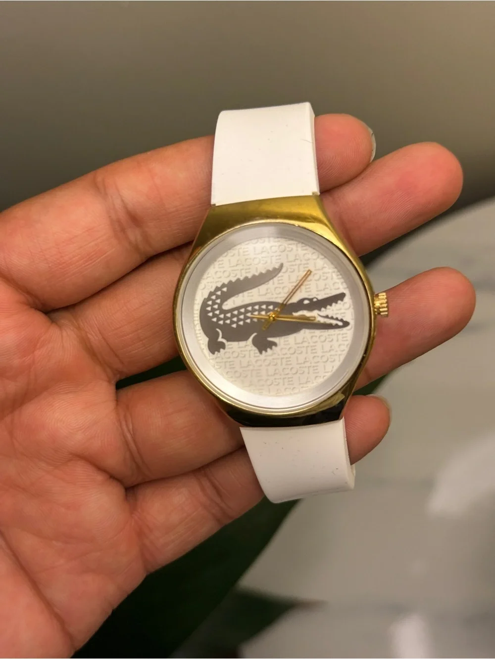 Lacoste White & Gold unisex Silicone white Strap Watch